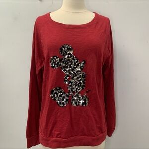 Disney Parks Mickey Mouse Size Large Sequined Lightweight Pullover Sweater